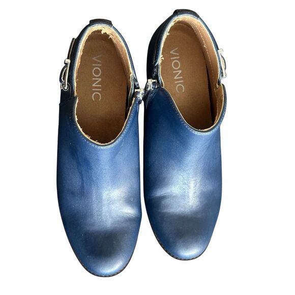 Vionic “Millie” Buckle Navy Blue Zip Ankle Boots Size 7 - Picture 2 of 12